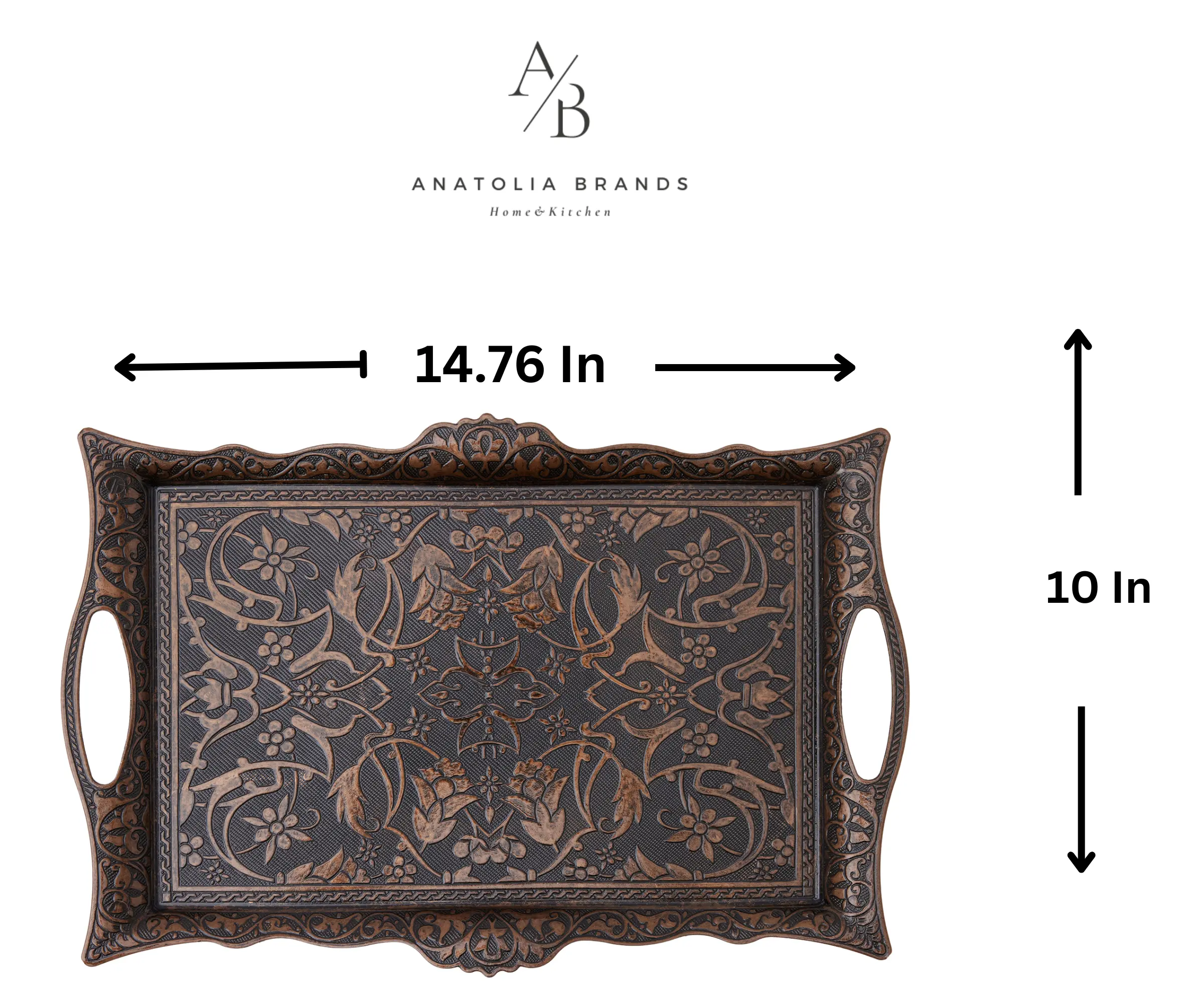 Traybul Serving Decor tray,Tea- Coffee-Dessert Tray,Copper -Gold - Silver Handmade Decorative Tray 14,76inch x 10 inches.. Ottoman Turkish Style.