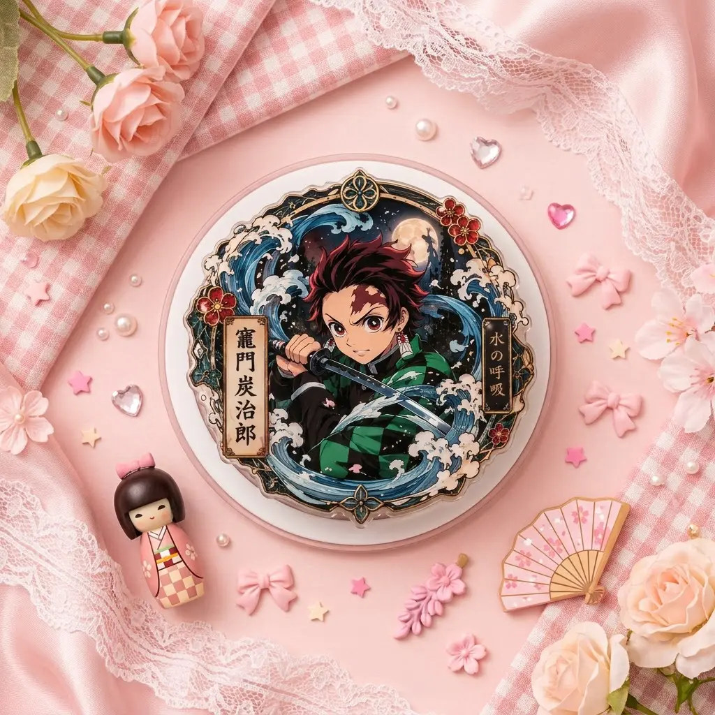 Demon Slayer Phone Grip Collection, Tanjiro Zenitsu Shinobu Giyu Rengoku Muichiro Anime Acrylic Phone Holder Set