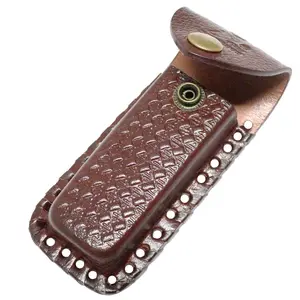 TheBoneEdge Brown 5" Leather Sheath For Folding Blade Pocket Knife Belt Loop
