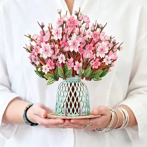 3 Pcs Paper Pop Up Cards, Mini Sized Forever Flower Bouquet 3D Popup Greeting Cards, Father's Day Gift Birthday Card, Get Well Gifts, Blank Notecard & Envelope，Mother's Day Card, Mom's Day Flowers, Thoughtful Gifts, Birthday, Anniversary