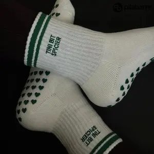 Tini Bit Spicier Grip Socks - Cream & Green Activewear Tubesocks