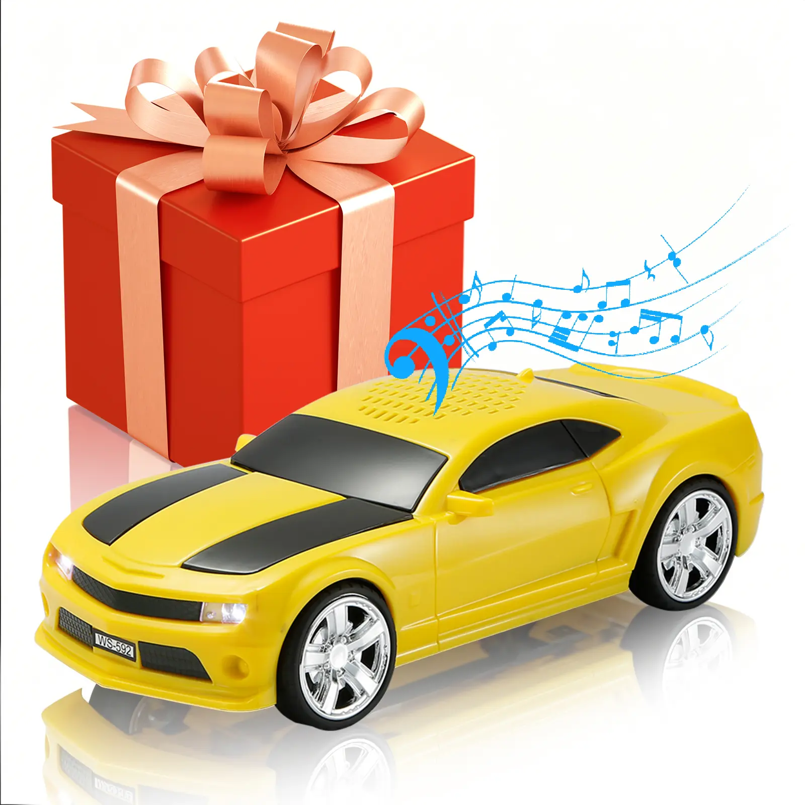 WSTER WS-592 Sports Car Model Portable Rechargeable Mini Speaker - Bass Stereo Sound, LED Radio, Smartphone & Multi-Device Compatible, Ideal Birthday/Father's Day Gift for Men, Boys, Bass Speakers, Stereo Speakers