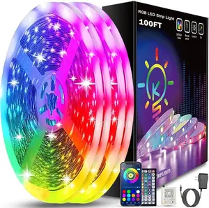 100ft Led Strip Lights (2 Rolls of 50ft) Bluetooth Smart App Control Music Sync Color Changing RGB Led Light Strip with Remote,Led Lights for Bedroom Room Home Decor Party Festival