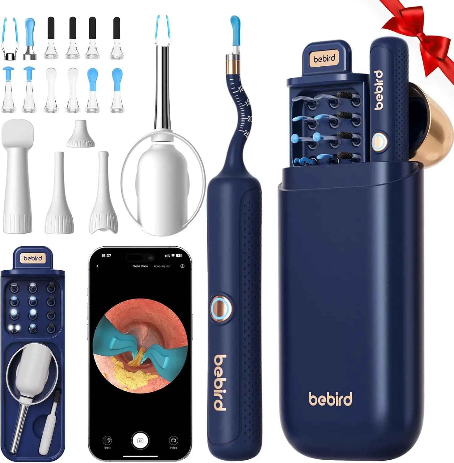 Bebird Earsight Plus E33R Ear Wax Removal Tool Camera, FSA HSA Eligible Items, Ear Cleaner with Flexible Ear Camera Otoscope, Visual Ear Pick Tweezers Wax Remover, Ear Cleaning Kit for Family