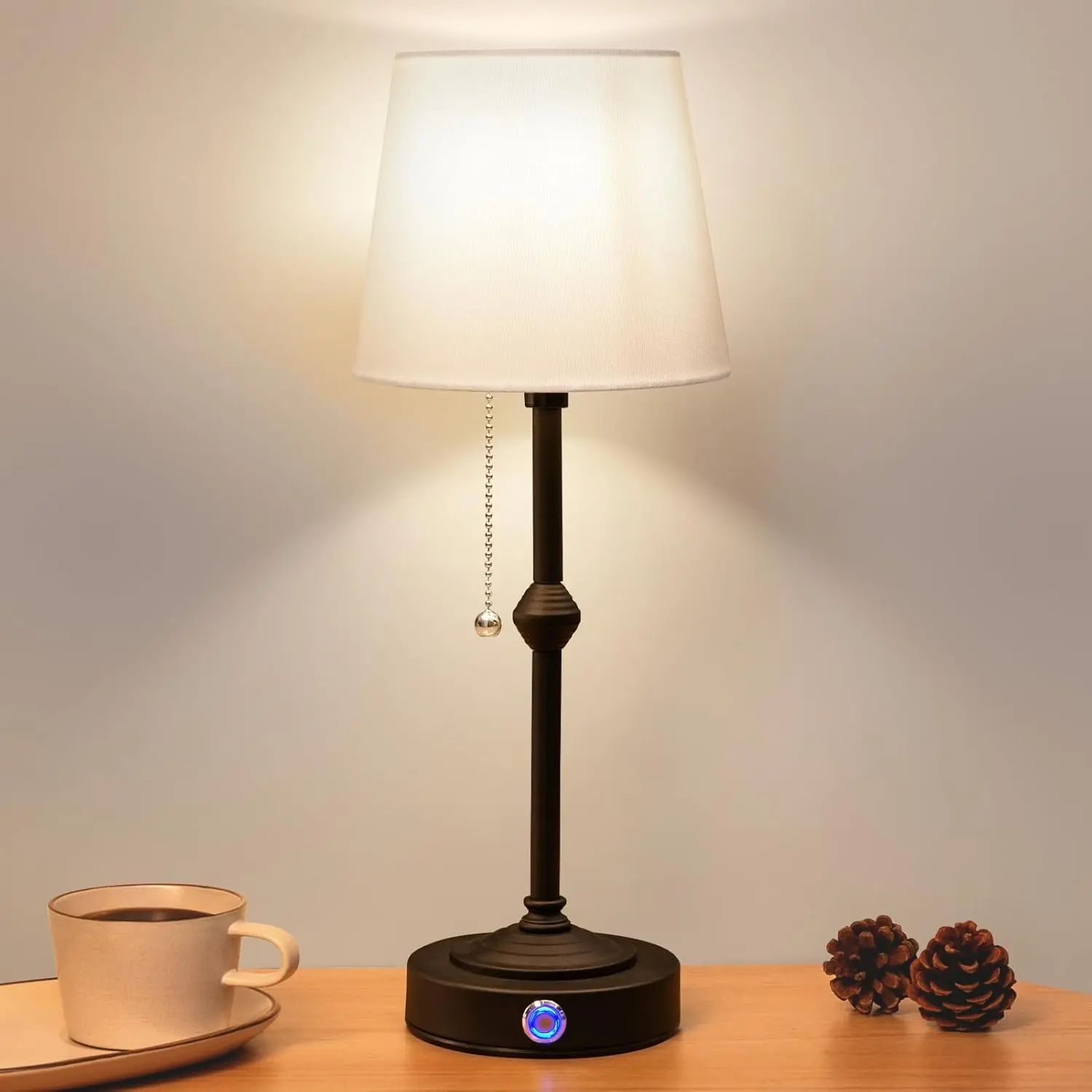 Portable Rechargeable Cordless Dimmable Warm White LED Table Lamp - 5200mAh Battery Powered, Adjustable Brightness, Copper Base, Fabric Accent, Ideal for Desk, Book Lighting, Women's Birthday Gift, New Home Decor, Table Lamps
