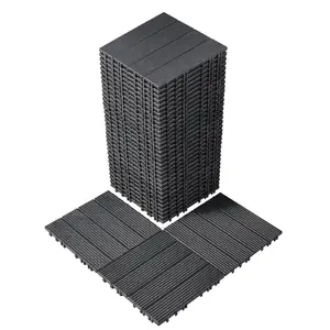 VEVOR 36 sq. ft Plastic Interlocking Deck Tiles, 36 Pack, 12x12 Waterproof Non - Slip Outdoor Flooring All Weather Use, Patio Floor Decking Tiles for Porch Poolside Balcony Backyard, Dark BrownVEVOR Super Brand Day