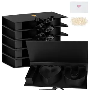 I Love You Empty Flower Gift Box with Plastic Liner Letter Shaped Fillable Paper Gift Box Black DIY Craft Gift Wrap for Valentine's Day Anniversary Birthday Decor Supplies