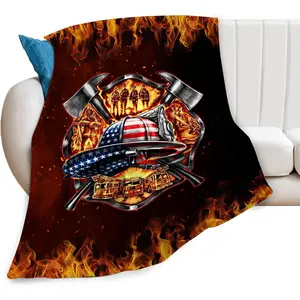 banonaty Firefighter Blanket Fire Fighter Throw Blanket Cozy  Flannel Plush Bedding Fireman Gifts for Men Firefighters for Couch Sofa Bed Decor