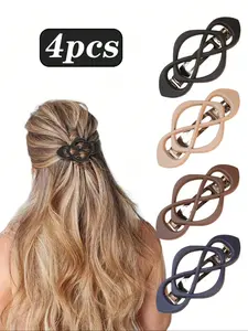 4pcs Stylish Hair Barrettes for Women & Girls, 4-Pack French Style Clips for, Thick/thin/long/short Hair, Vintage Design Accessory Set, Super Cute Clips