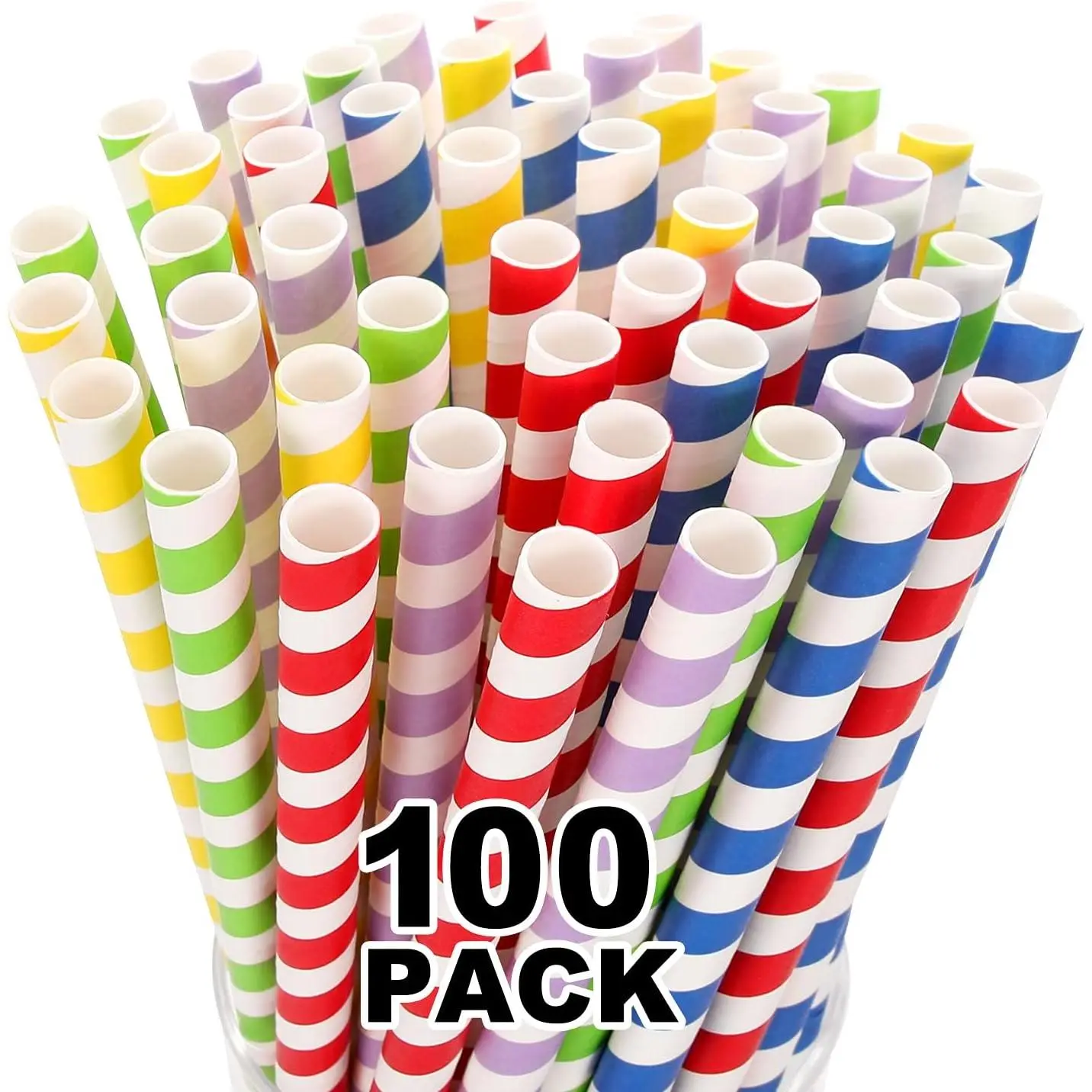 Bulk Biodegradable Eco-Friendly Straws (100-Pack Bulk Packaging) - Extra Wide 10mm (2/5 inches Diameter), 8.5in Tall, BPA-Free, Food-Safe Ink, Durable Kitchen & Bar Utensils for Bubble Tea, Festivals
