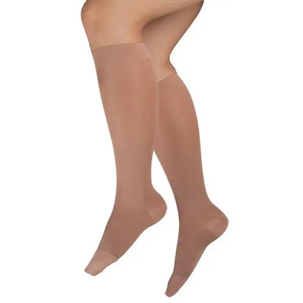 Women's Knee-High Compression Socks - Spandex-Elastane Fabric, 2-Way Stretch, Moderate Graduated Support, Comfortable Closed Toe, Sheer Stylish Design, Hand Wash Only