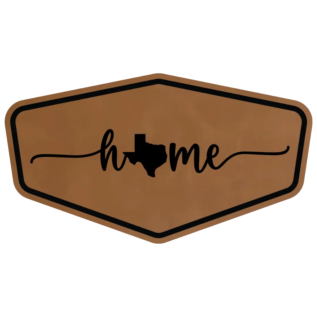 Home in cursive with State of Texas Patch
