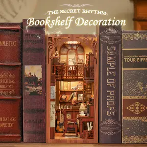 CUTEBEE The Secret Rhythm DIY 3D Book Nook Kit Miniature Bookcase with LED Lights Handmade Creative Toy for Teens and Adults Holiday Christmas Gift Dust Proof Home Decor