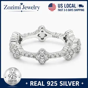 S925 Sterling Silver Four-Leaf Clove igh quality 5A Cubic Zirconia Ring，women and men's jewelry, nniversary Gift Jewelry Engagement Promise Ring for Women Elegant All-match Fashion Accessories for Daily wear