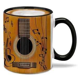 Guitar Themed Ceramic Mug, 1 Count Durable Coffee Mug, Drinkware for Hot & Cold Beverages, Perfect for Music Lovers, Ideal Gift for Any Occasion