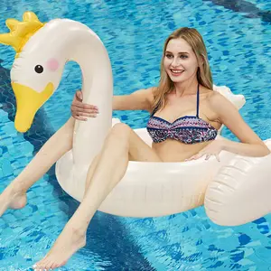 Swan Upgrade Inflatable Pool Floats for Adults & Kids, Multi-Size Transparent Swimming Ring with Sequins, Beach Party Toy, Swim Trainer