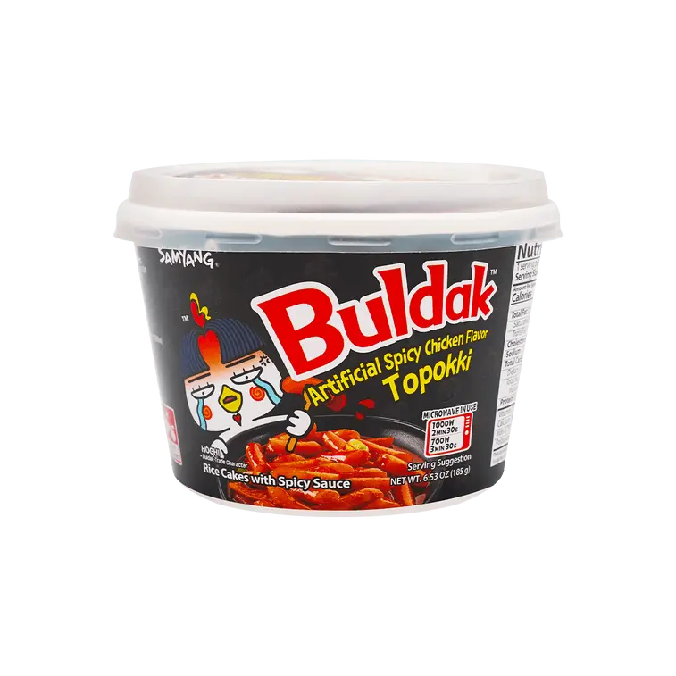 Buldak Hot Chicken Flavor Topokki - Spicy Fried Rice Cakes, Big Bowl, 6.52oz Instant Food