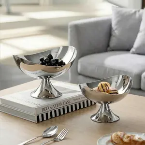 Modern Elegant Electroplated Iron Tray, High-End Silver Color Storage Tray, Living Room & Dining Table Decorative Art Piece