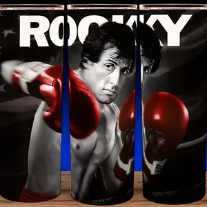 Rocky Balboa - Boxing Legend - Sylvester Stallone Movie  Cup Mug Tumbler 20oz Stainless Steel Insulated Drinkware