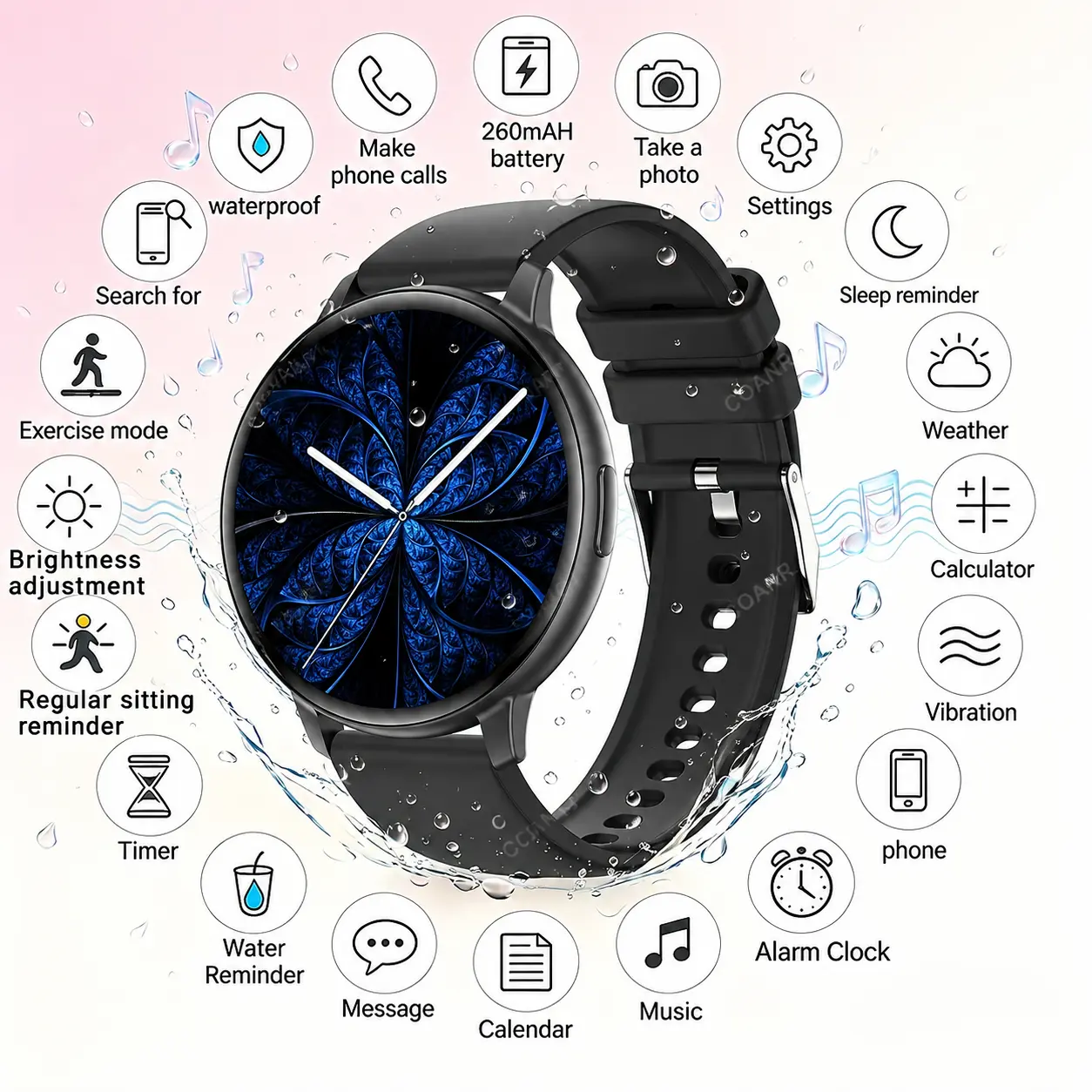 Brand New Multifunctional Smartwatch for Men IP68 waterproof HD Full Touchscreen  Compatible with Android & iOS | Fitness & Activity Tracker | Mood Logging Outdoor Sports Watch Unisex Design The Perfect Gift for Family & Partners—Ideal for Birthdays