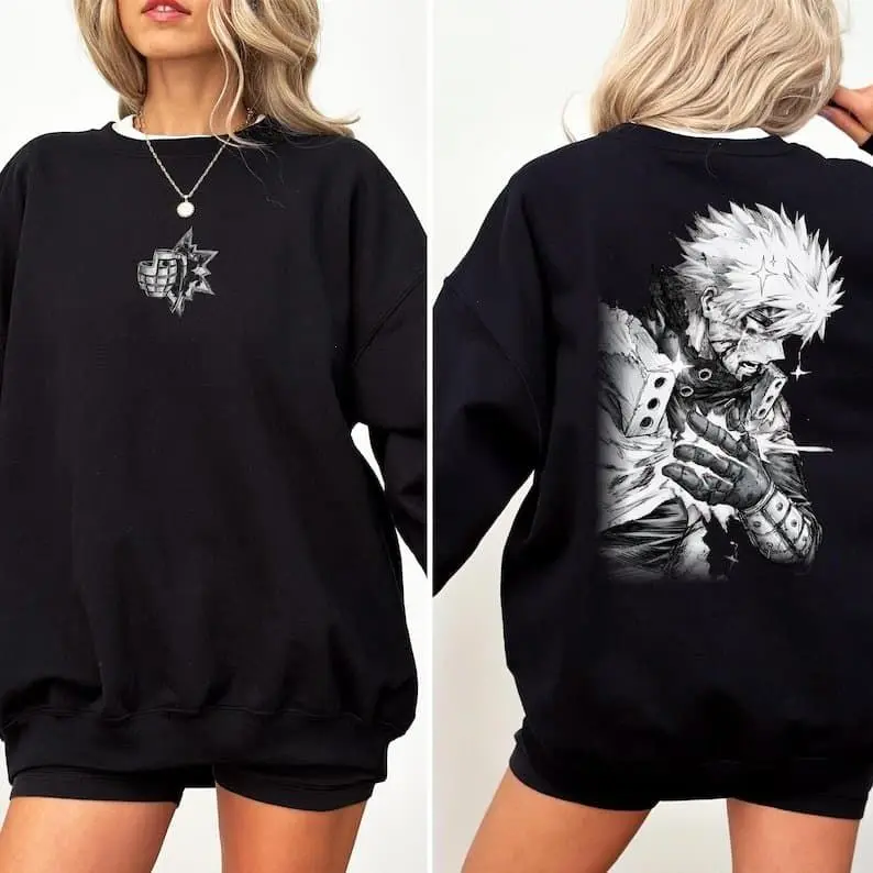 [Sale Up To 50%] MHA Bakugo Anime Vintage Sweatshirt, Anime Manga Shirt, Anime Lovers Gift, streetwear graphic tee