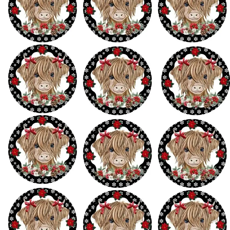 Highland Cow cupcake toppers EDIBLE toppers Highland Cow Christmas highlands cow cookies
