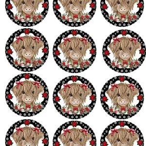 Highland Cow cupcake toppers EDIBLE toppers Highland Cow Christmas highlands cow cookies