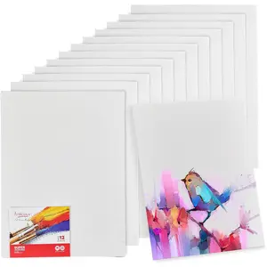 Canvases for Painting - Pack of 12, 12 x 16 Inch Blank White Canvas Boards - 100% Cotton Art Panels for Oil, Acrylic & Watercolor Paint