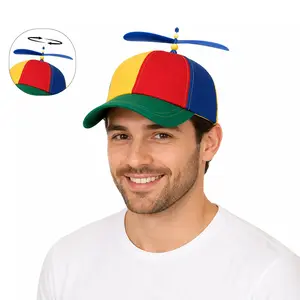 Colorful Propeller Baseball Cap, Spinning Top Novelty Party Hat, Adjustable Back Strap, Fun Carnival Headwear, Small & Large Sizes