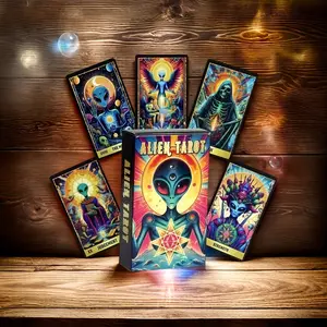 Alien Tarot Cards, New Ai Alien Tarot Deck of 78 Cards, Planet, Holiday Gift, Suitable for Ages 14 and Up, Portable Size, Fun Party Game