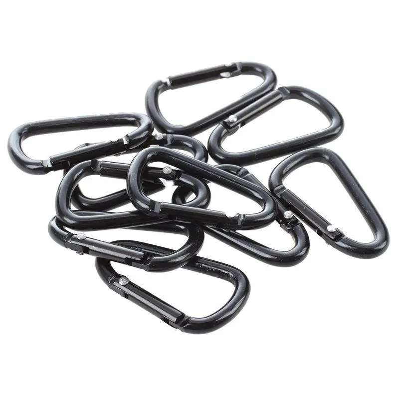 10 Pcs Functional D-Shaped Aluminum Alloy Carabiner D-Shaped Hook Keychain, Universal Fit for Outdoor Cycling Sports & Outdoor Activities