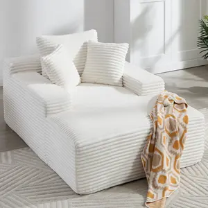 Oversized Chaise Lounge Chair Indoor, 67" Upholstered Corduroy Couch with 3 Pillows,Comfy Fluffy Cloud Couch,Modern Deep Seat Sofa,Single Sleeper Sofa Bed for Livingroom,Bedroom, No Assembly Required