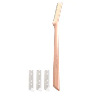 Tweezerman Rose Gold Facial Razor, Stainless Steel Blades, 5 Piece Set
