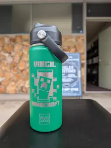 MINECRAFT custom personalized with name water bottle tumbler laser engraved 18oz or 32oz 6 colors available birthday school boy girl gamer kids sports