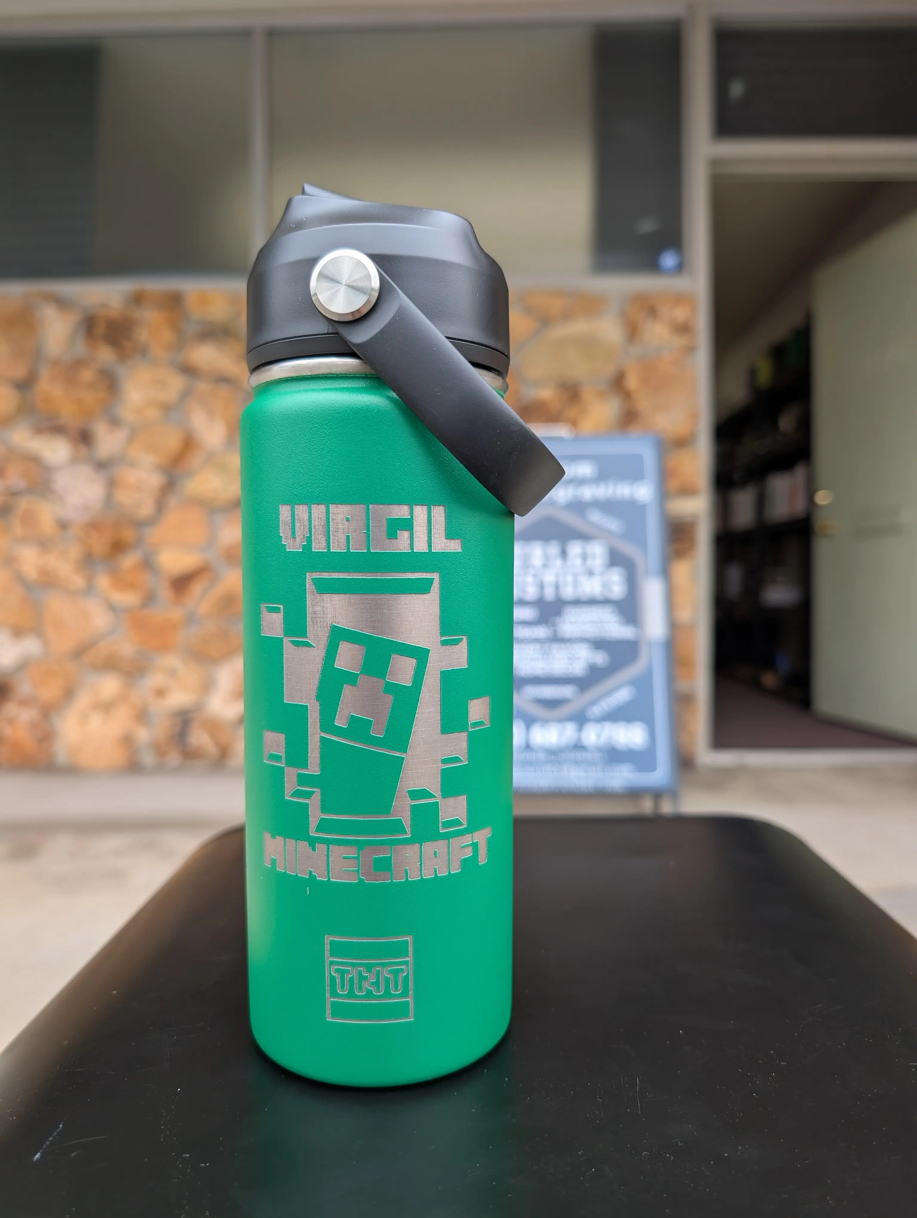 MINECRAFT custom personalized with name water bottle tumbler laser engraved 18oz or 32oz 6 colors available birthday school boy girl gamer kids sports