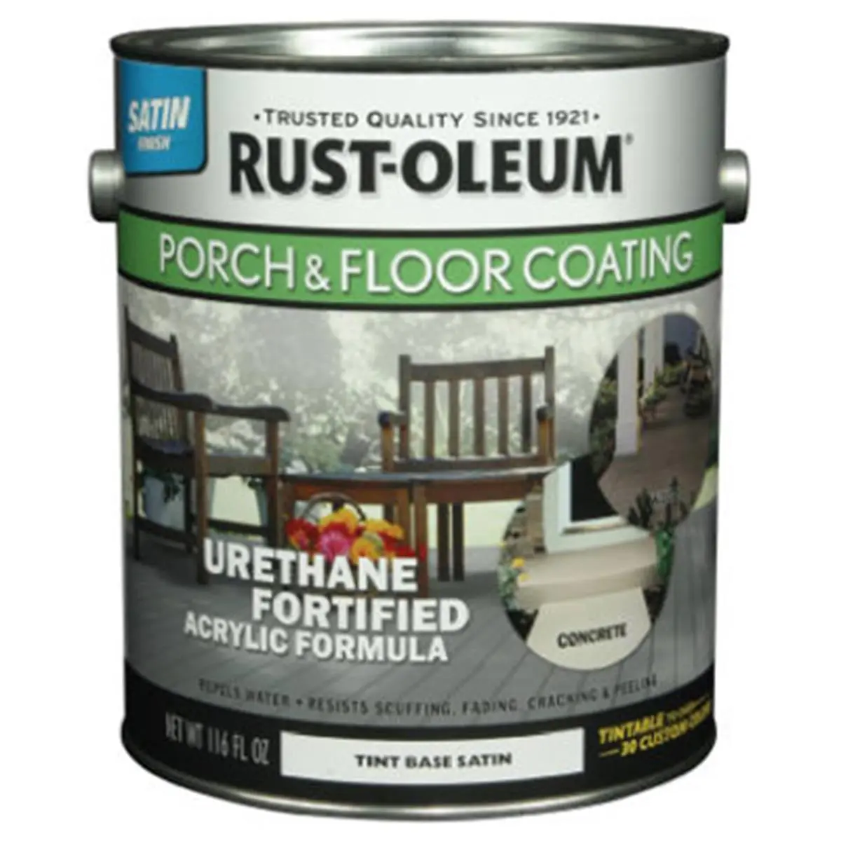 212 MAIN Rust-Oleum 262363 Tint Base Satin Finish Urethane Porch & Floor Paint - Scuffproof, Scrape-Resistant Coating for Automotive Paint Care, Easy Application, Soap & Water Cleanup, Crack-Resistant