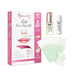 Beauty7 Lip Wax Strips Kit for Sensitive Skin 20 pcs with Pearl Powder & Chamomile Oil Natural Beeswax Formula Hypoallergenic Hair Removal Up to 6 Weeks Smooth Results