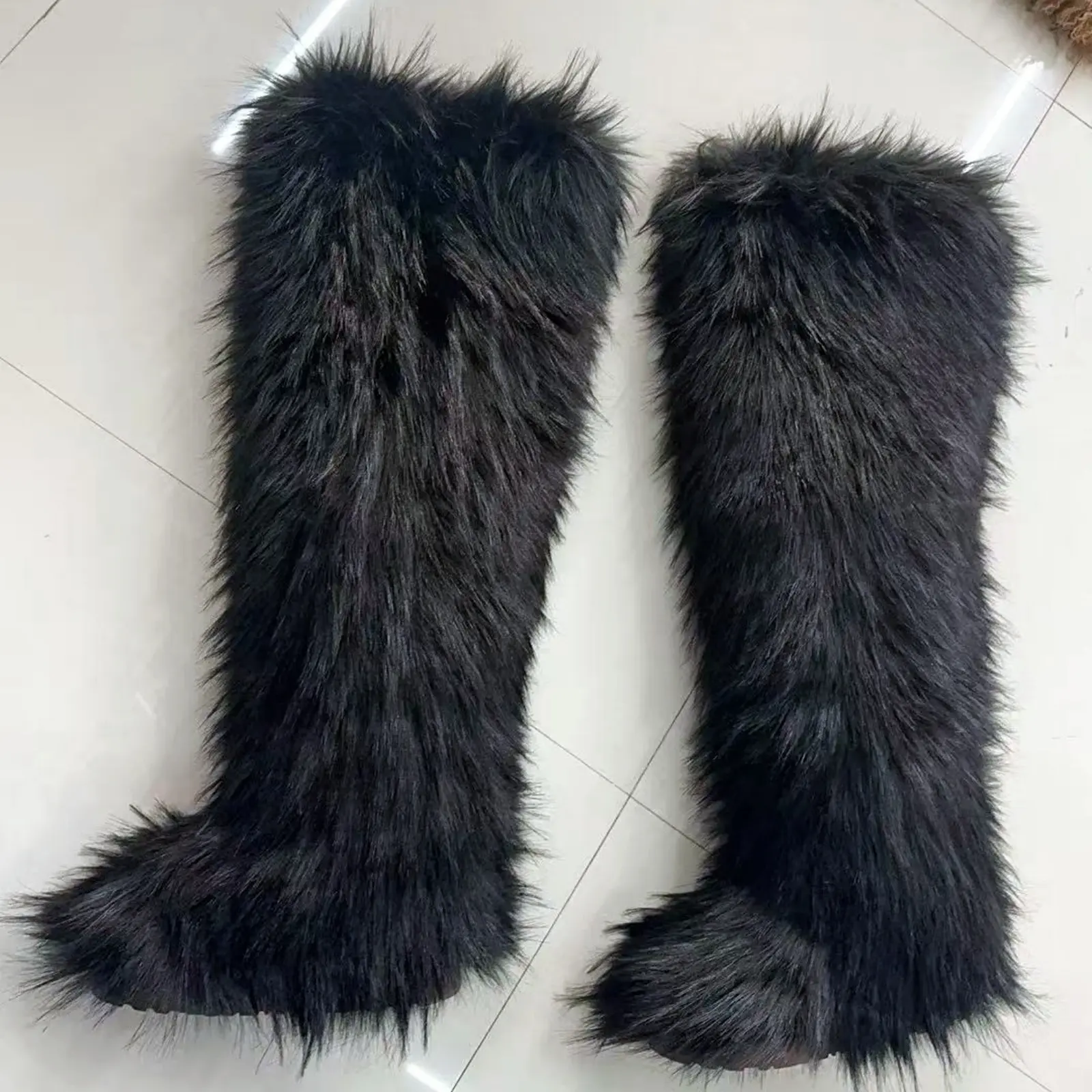 72cm thick raccoon fur black