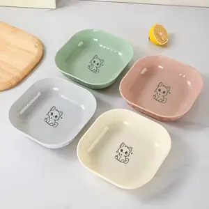 Set of 4 Leak-Proof Cat Bowls, Durable Plastic Pet Feeding Food & Drinking Water Bowl Set, Anti-Fatigue Design, Easy Clean, Ideal for Indoor Cats