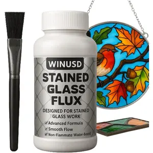 8 oz liquid soldering flux, soldering flux for stained glass soldering supplies, electrical solder repair, compatible with copper, zinc, and lead for stained glass work tool use (water-based formula).