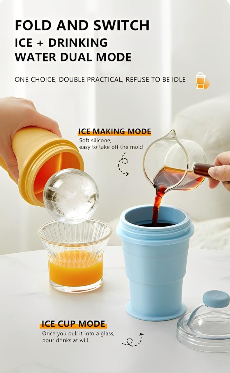 Folding ice hockey cup, silicone cup, summer ice hockey folding water cup, creative silicone ice cube mold, large spherical homemade whiskey freezer. Folding ice hockey cup, silicone cup, summer ice hockey folding water cup, creative silicone ice cube mold, large spherical homemade whiskey freezer.