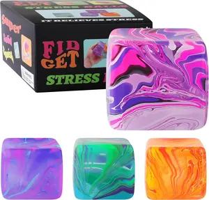 Super Zoid Fidget Stress Balls 4-Pack Soft Slow Rising Ice Cube Dough Relief Balls for Kids & Adults Anxiety Relief Sensory Toys for Autism Classroom Prizes（2 sizes）