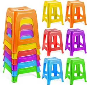 6 Pack Stackable Classroom Stools 18.9 Inch Plastic Nesting Stools Space Saving Portable Backless Bar Stool Flexible Seating Decorative Chairs for Students Home Office School Classroom