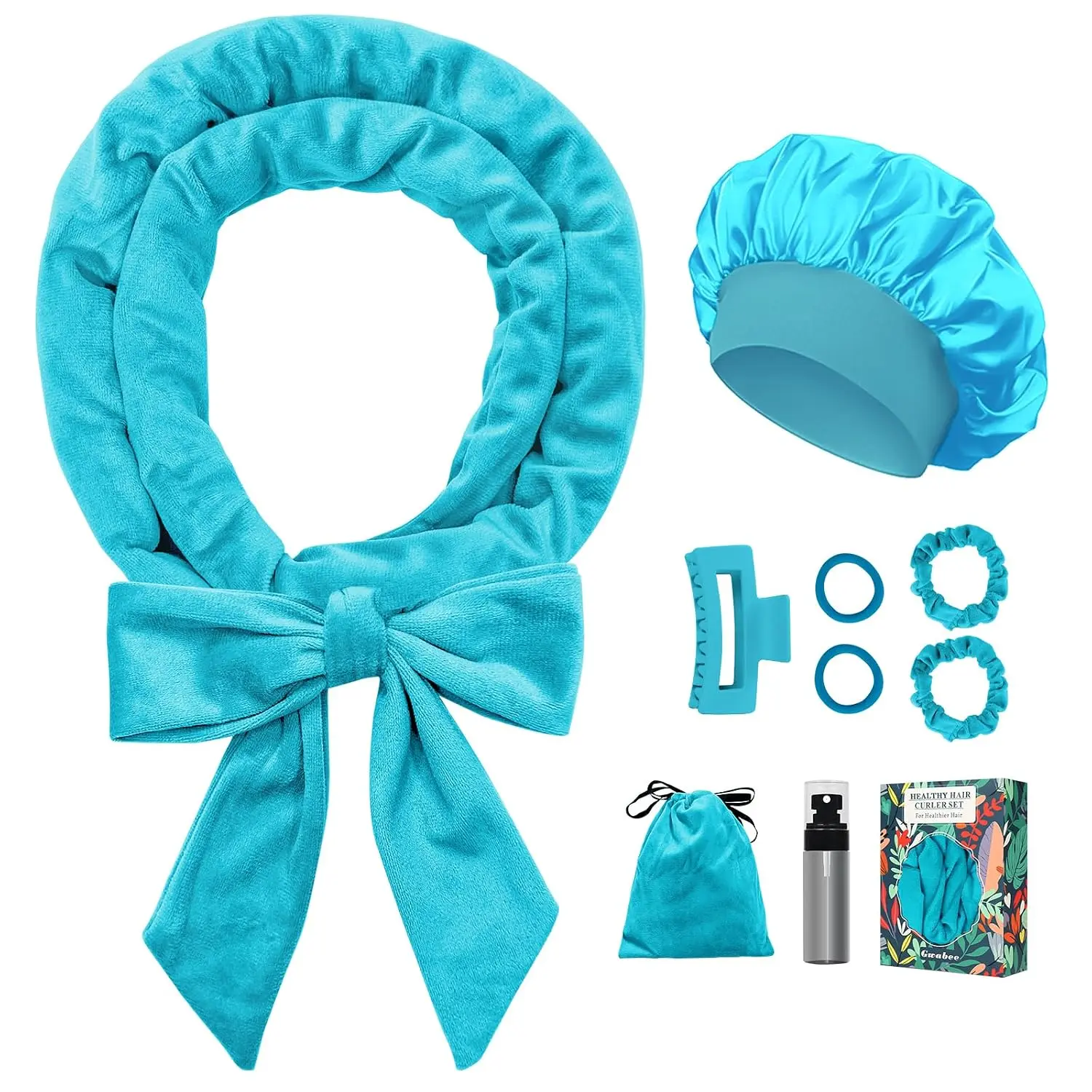 9 Pcs Heatless Curls Overnight Hair Curler, Soft Hair Curlers to Sleep In No Heat Curls Overnight,  No Heat Curlers Set for Women - Blue