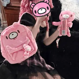 Y2K Pink Plush Bear Backpack Kawaii Creepy Cute Doll Bag Goth Punk Stuffed Animal Rucksack Women Girls Harajuku Streetwear Gift