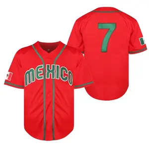 Men's #7 Mexico Baseball Jersey Short Sleeve 100% Polyester Loose Fit for Outdoor Sports Competition Party Training