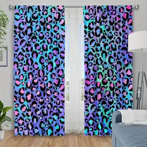2 pieces of charming leopard print curtains - high-definition digital printing, polyester material with semi-transparency, machine washable, suitable for bedrooms, living rooms, and home curtain decoration