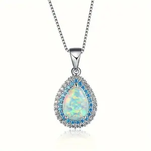 Drop opal necklace, stylish and charming design style everyday wear jewelry, Christmas, Valentine's Day, the perfect gift for birthdays