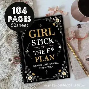 Girl Stick to the Plan Weight Loss Journal for Women, 104 Pages Fitness Tracker Notebook, Ideal for Tracking Progress and Goals