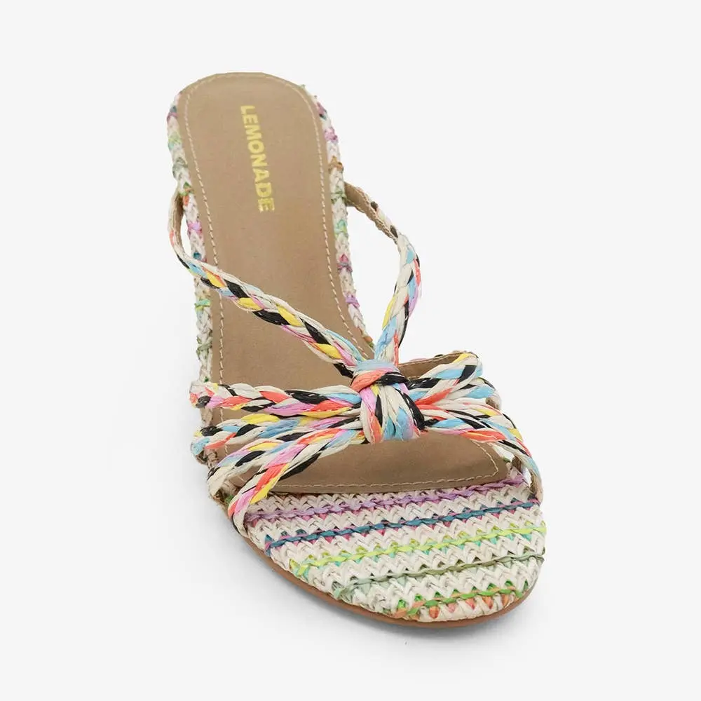 Colorful Raffia Mule Heel